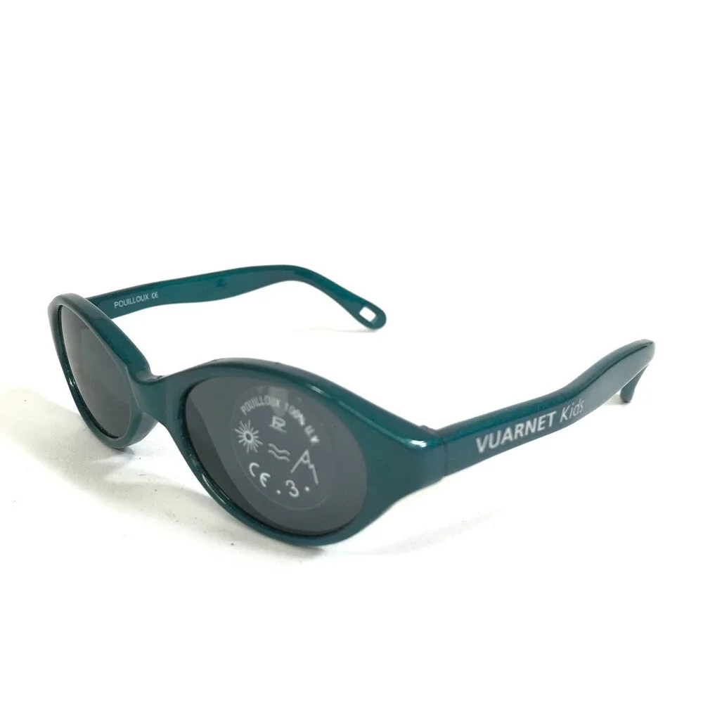 Vuarnet Kids Sunglasses B110 Blue Green Round Frames with Blue Lenses 28-15-105